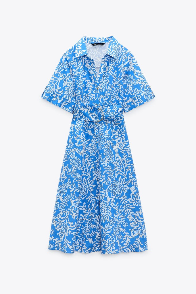 Zara Linen Blend Midi Dress