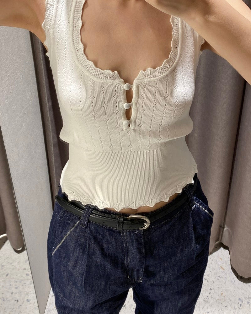 Zara scalloped knit top