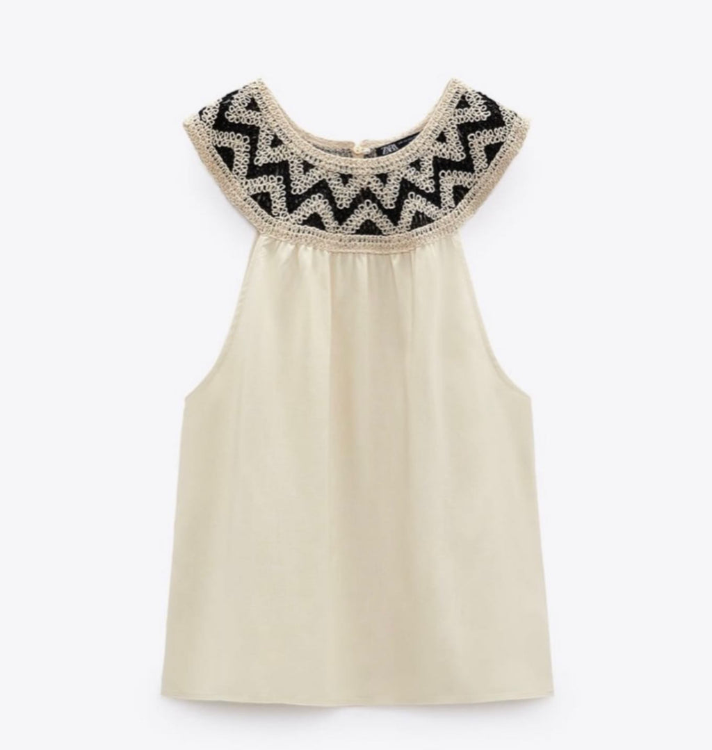 Zara 
Crochet collar halter top