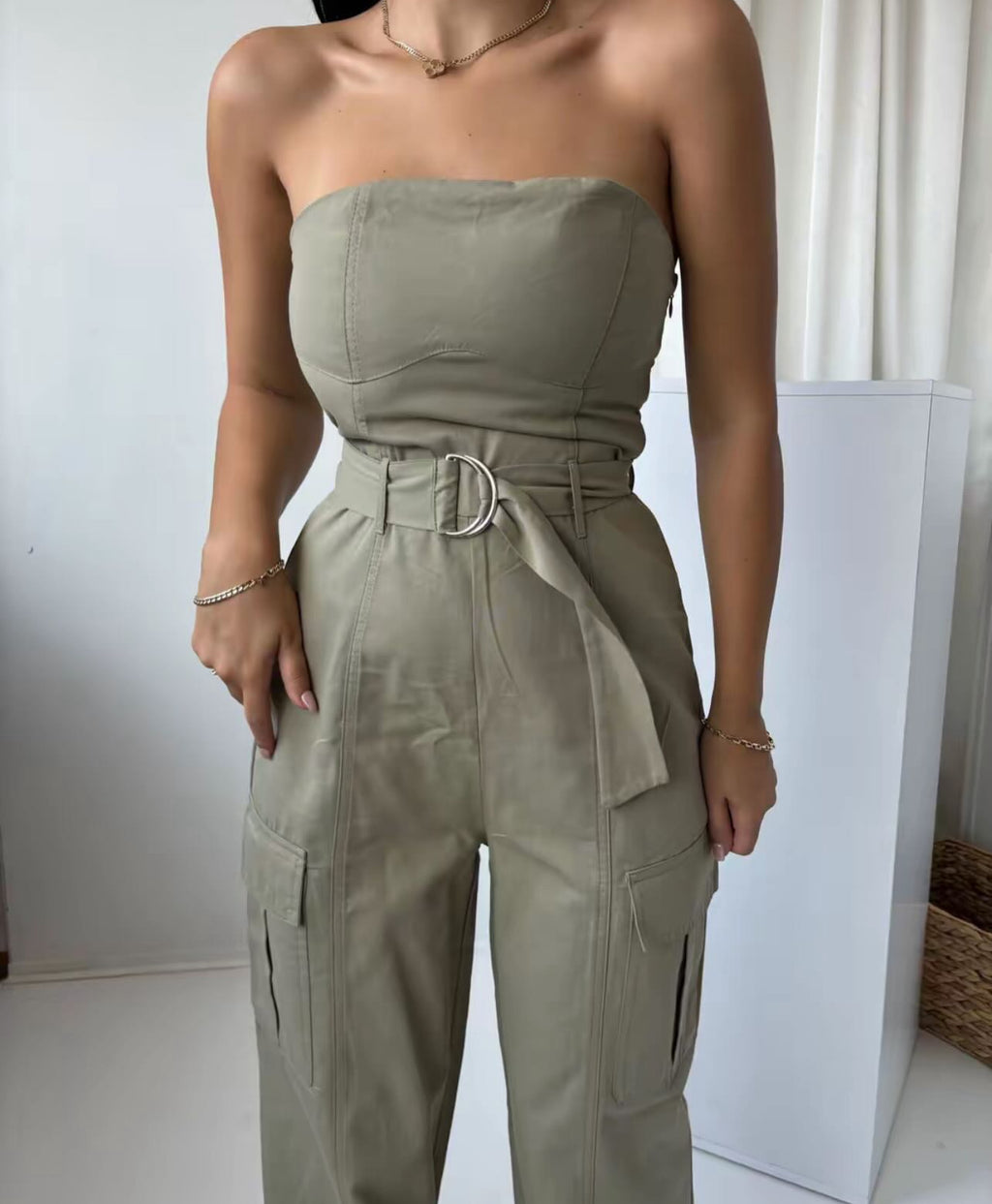 Zara Belted Cargo Jumpsuit