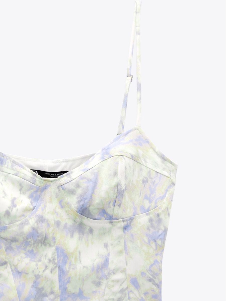 Zara
Satin bustier tie-dye bodysuit