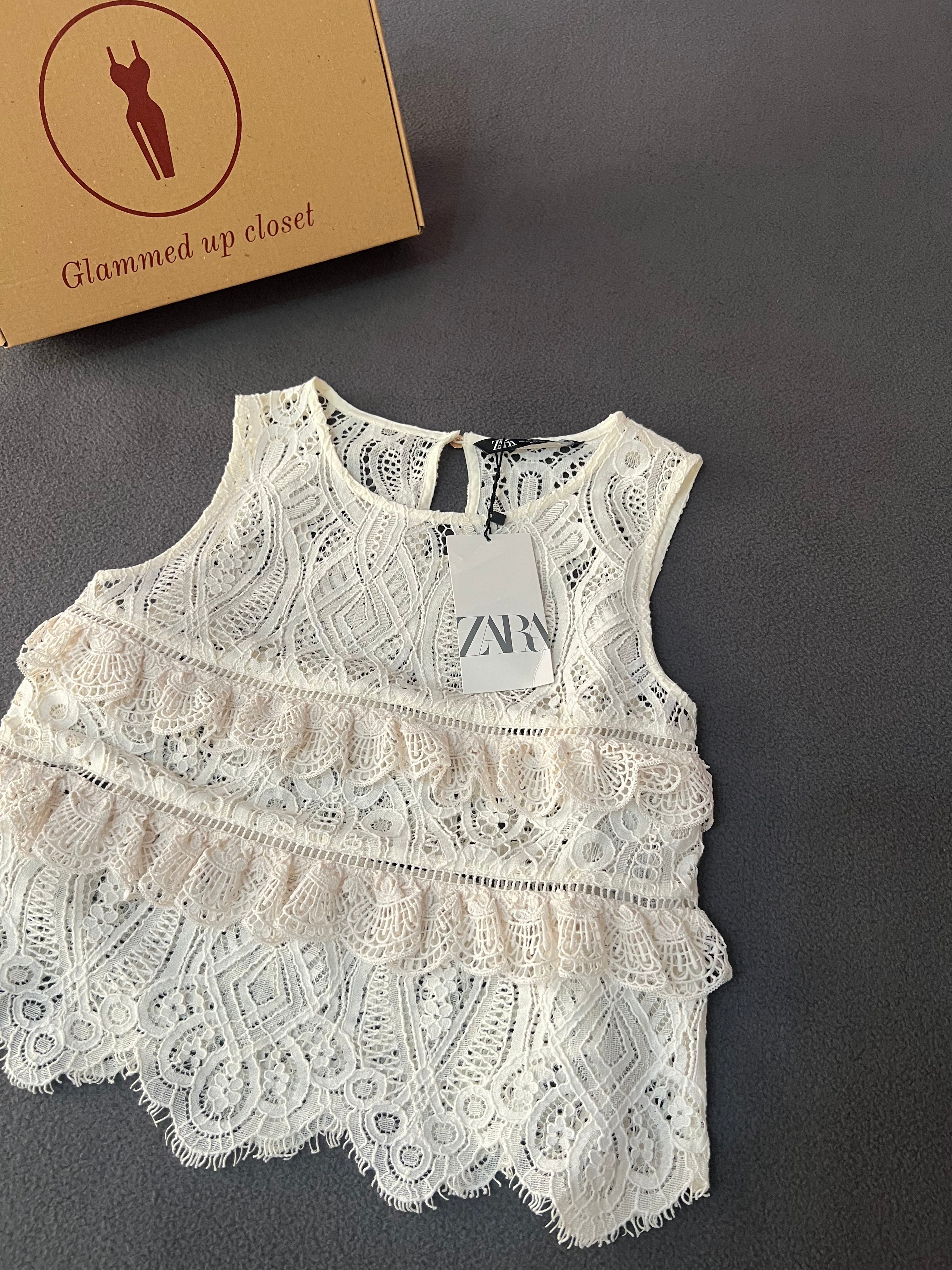 Zara Lace Ruffled Top