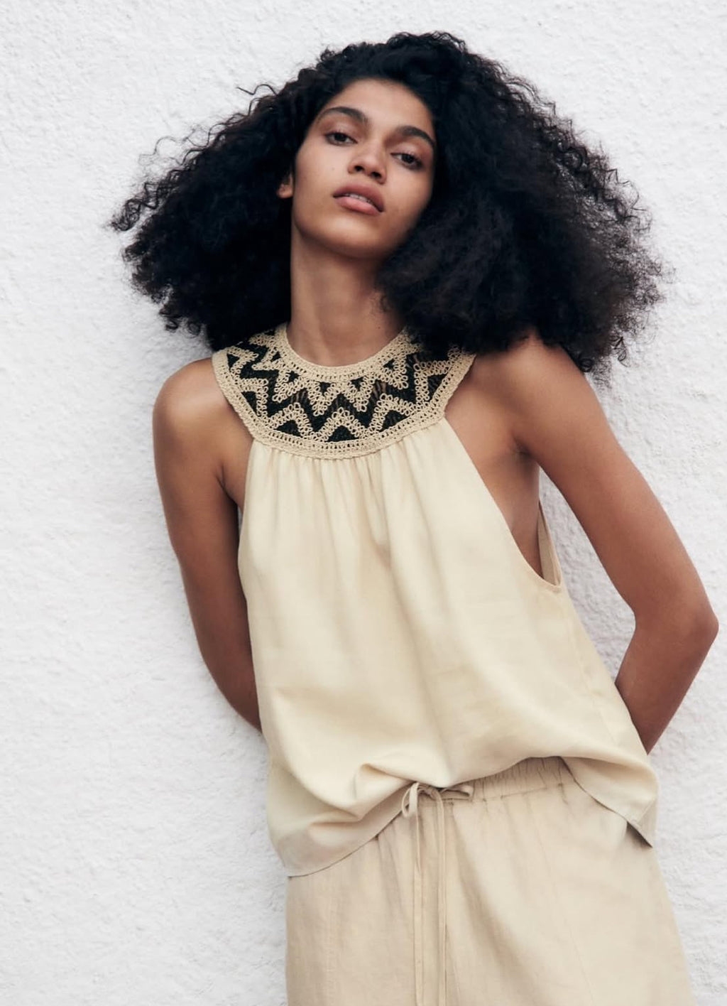 Zara 
Crochet collar halter top