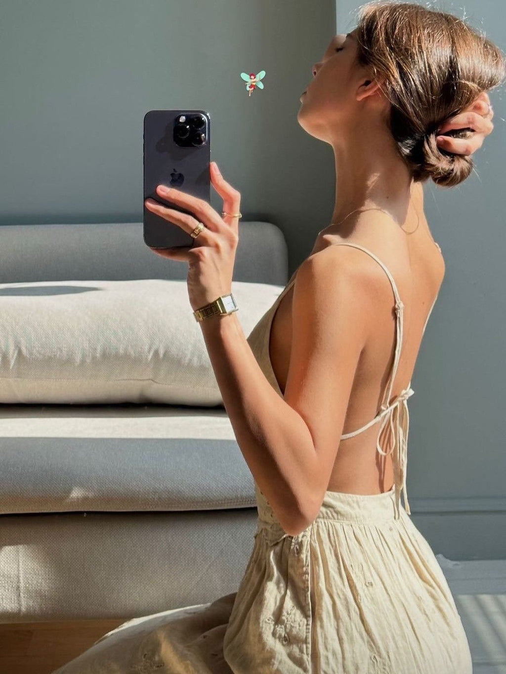 Zara
Backless linen cutwork dress