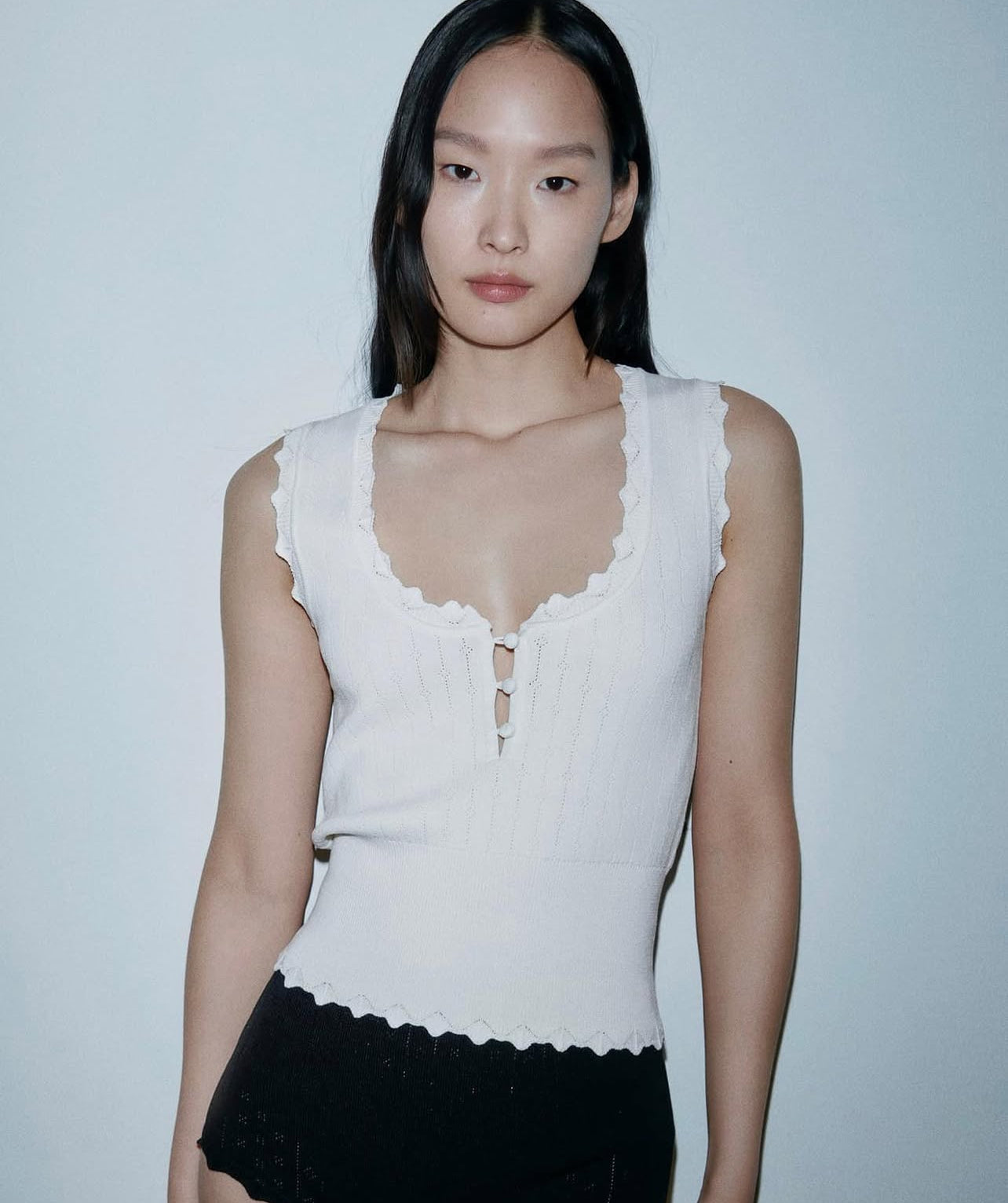 Zara scalloped knit top