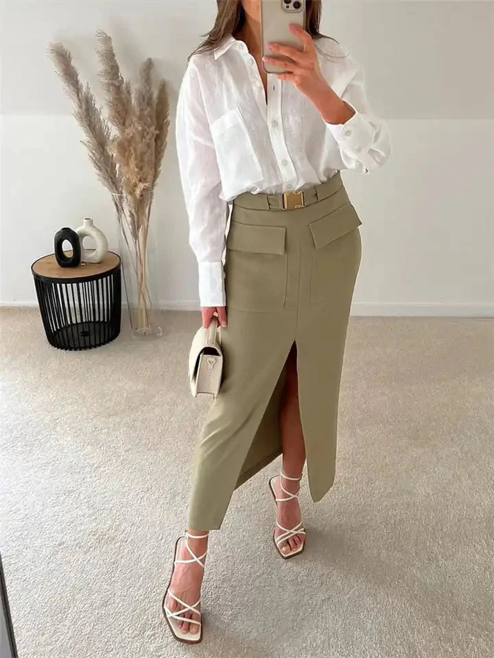 Zara
Belted HIGH Slit Midi Skirt