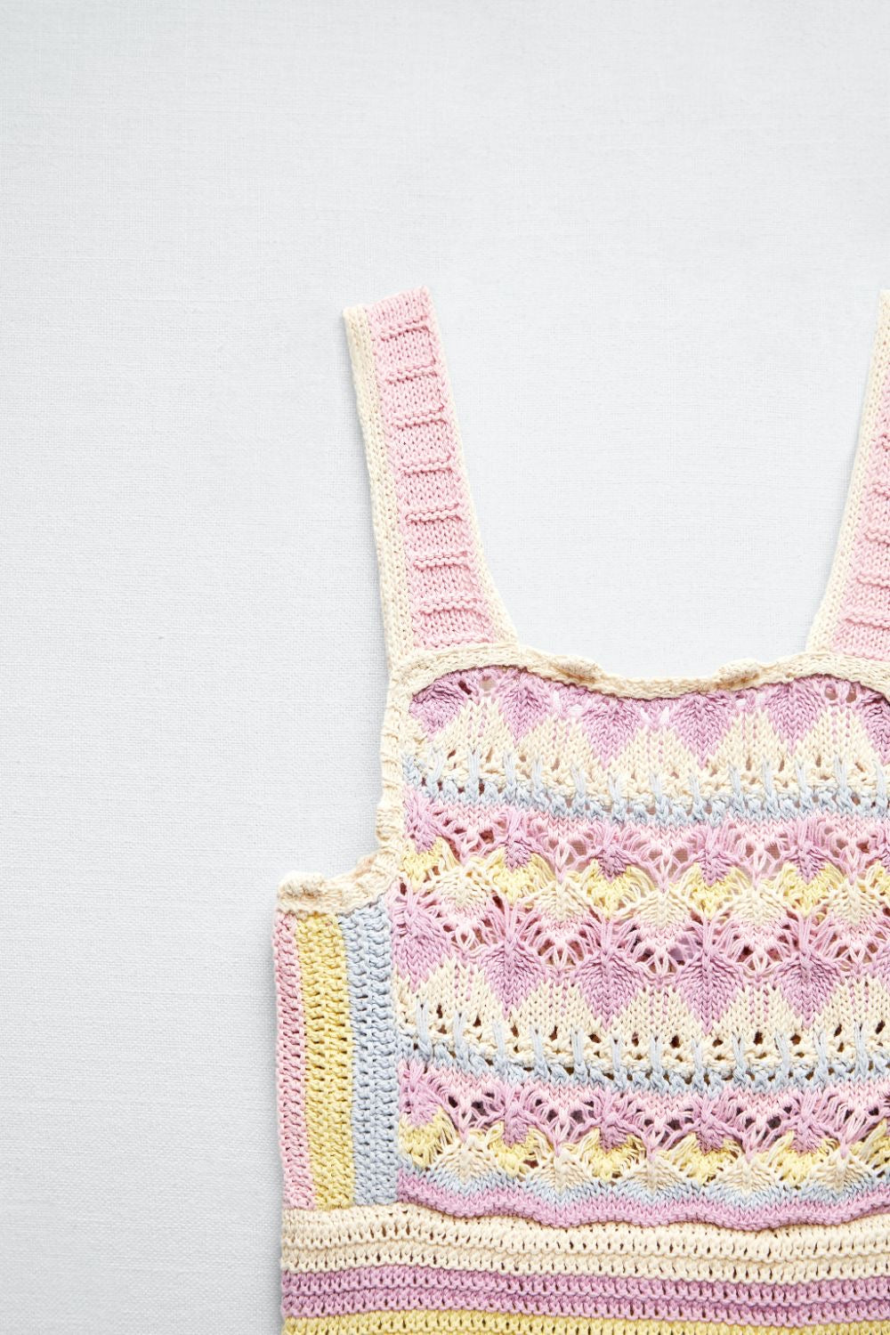 Zara 
Pastel crochet cropped top