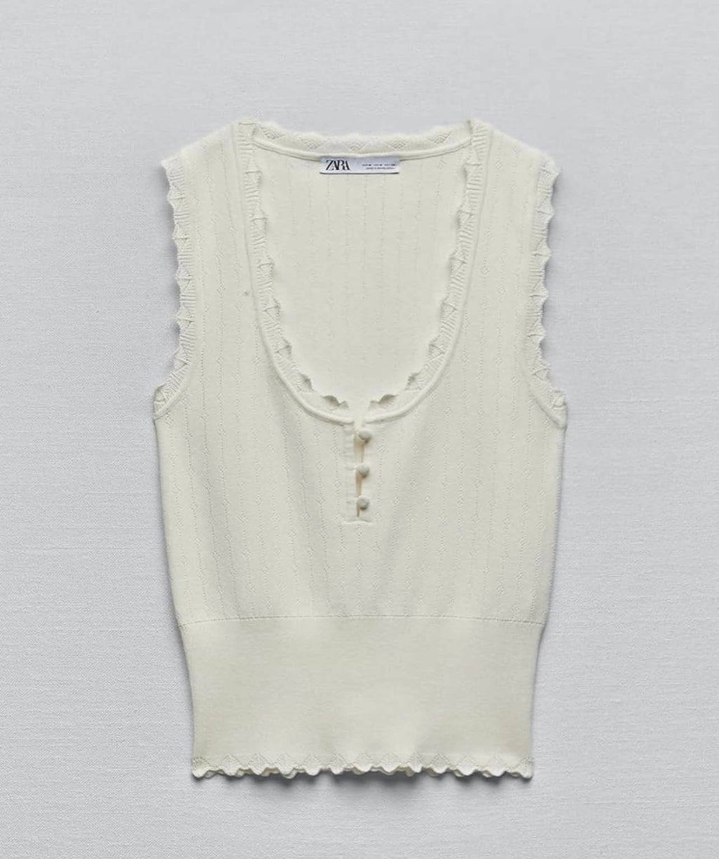 Zara scalloped knit top