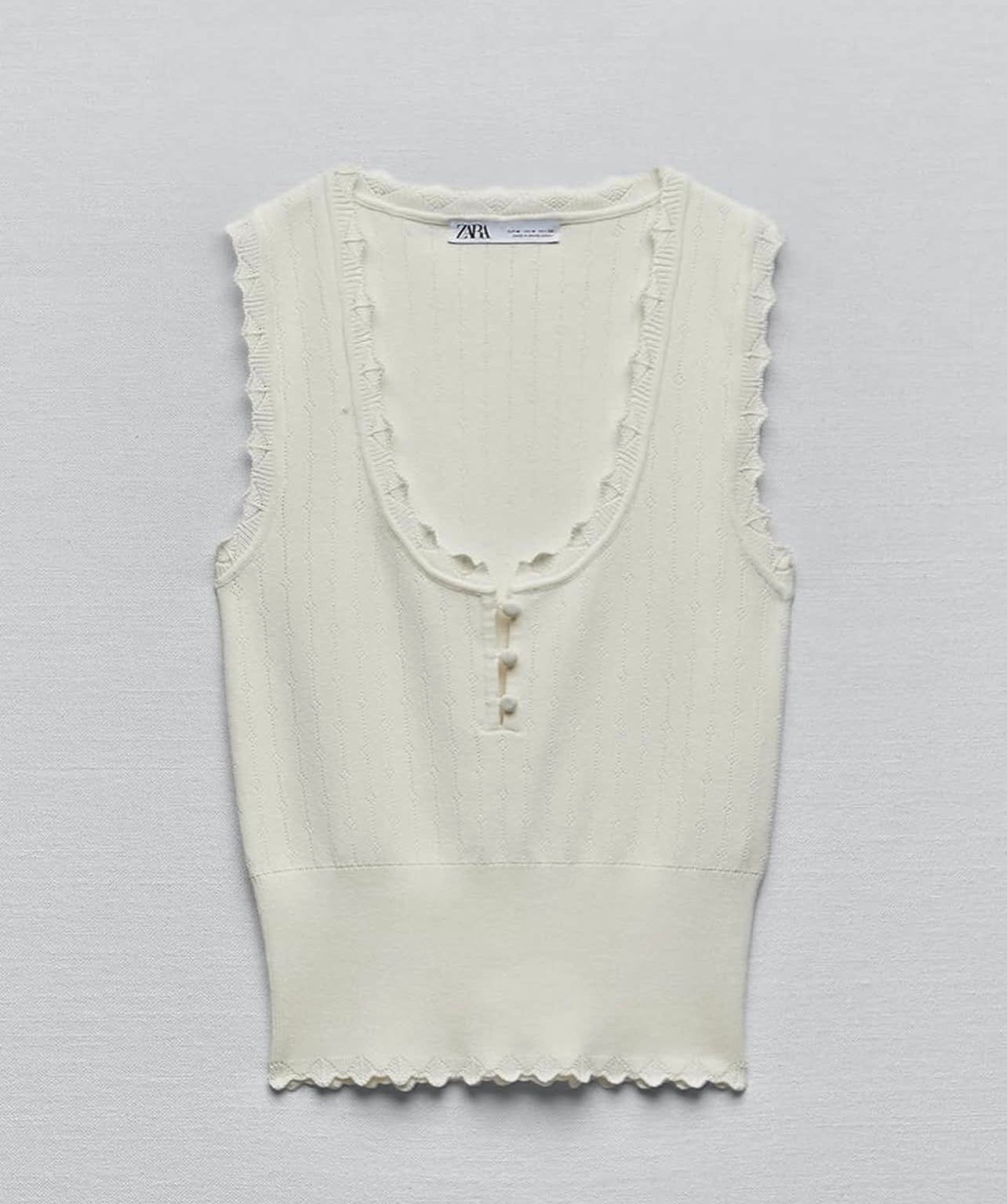 Zara scalloped knit top