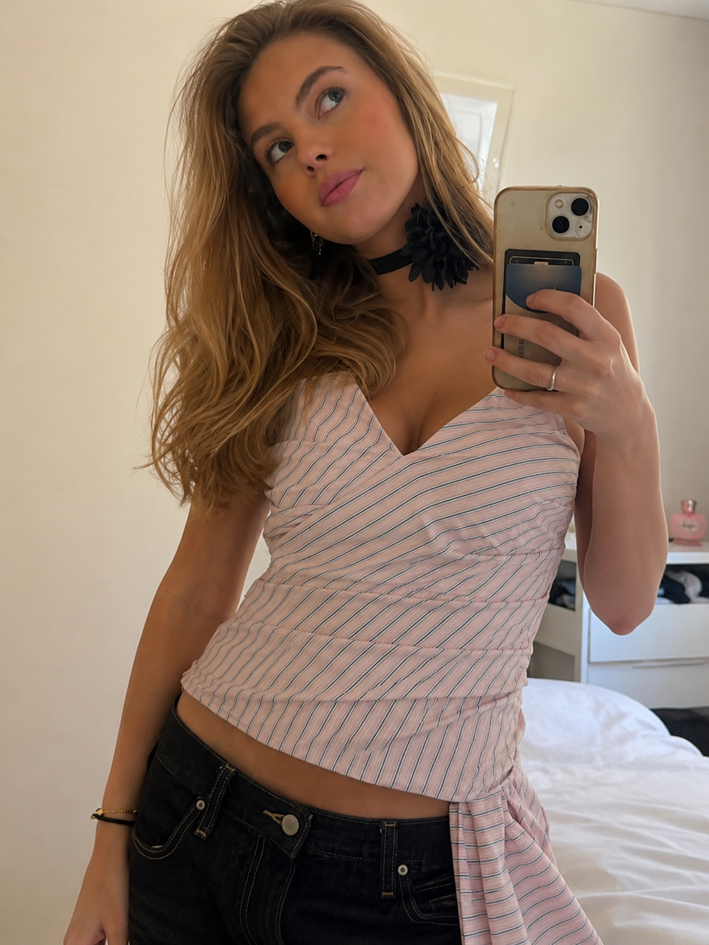 Zara Striped asymmetrical bustier top