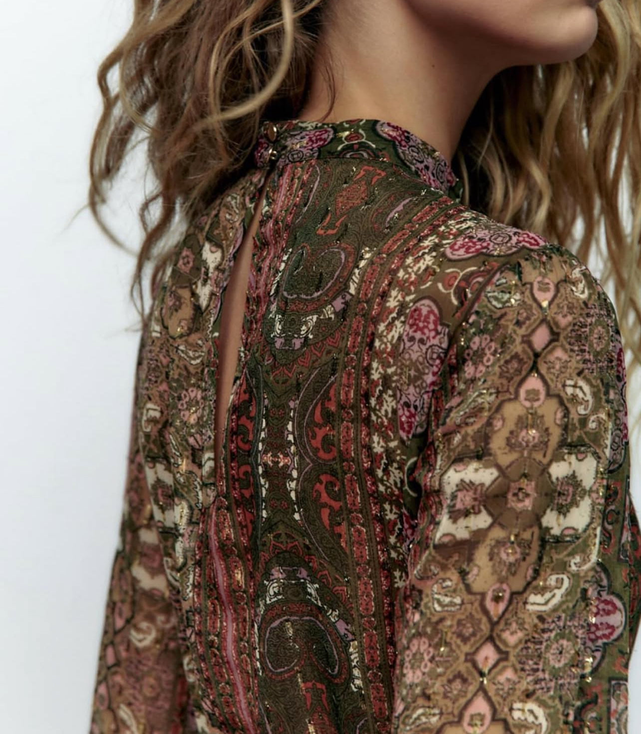 Zara Boho Chiffon Cropped Blouse