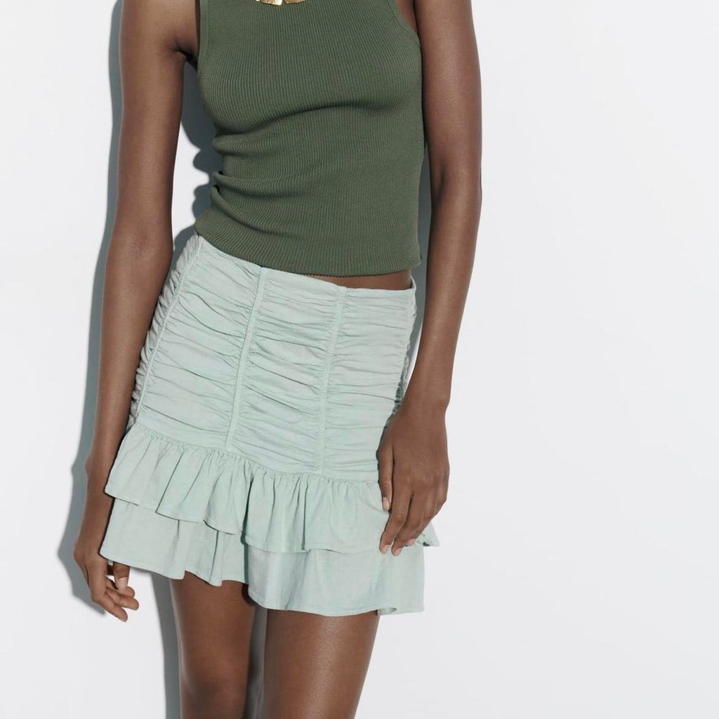 Zara
Ruffled Ruched Linen Skirt