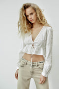 Zara 
Cropped embroidered blouse