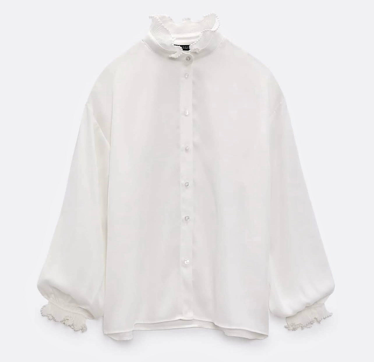 Zara
Pearl trim chiffon blouse
