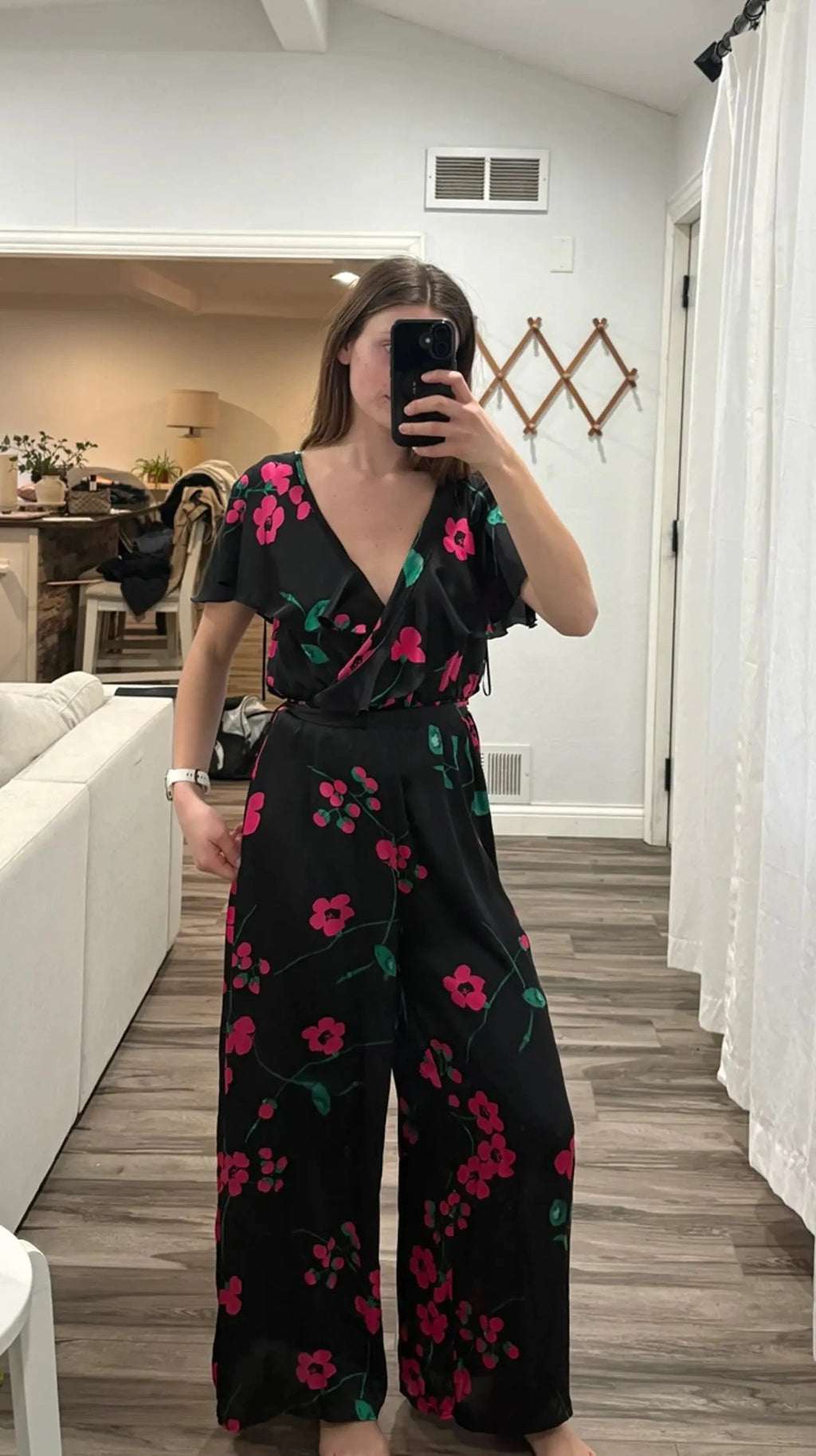 Zara Satin Floral Jumpsuit