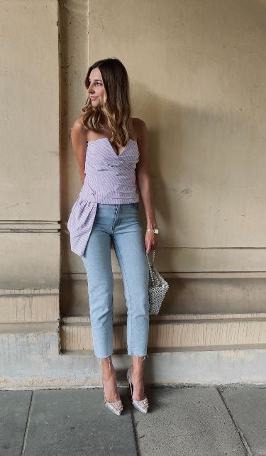 Zara Striped asymmetrical bustier top
