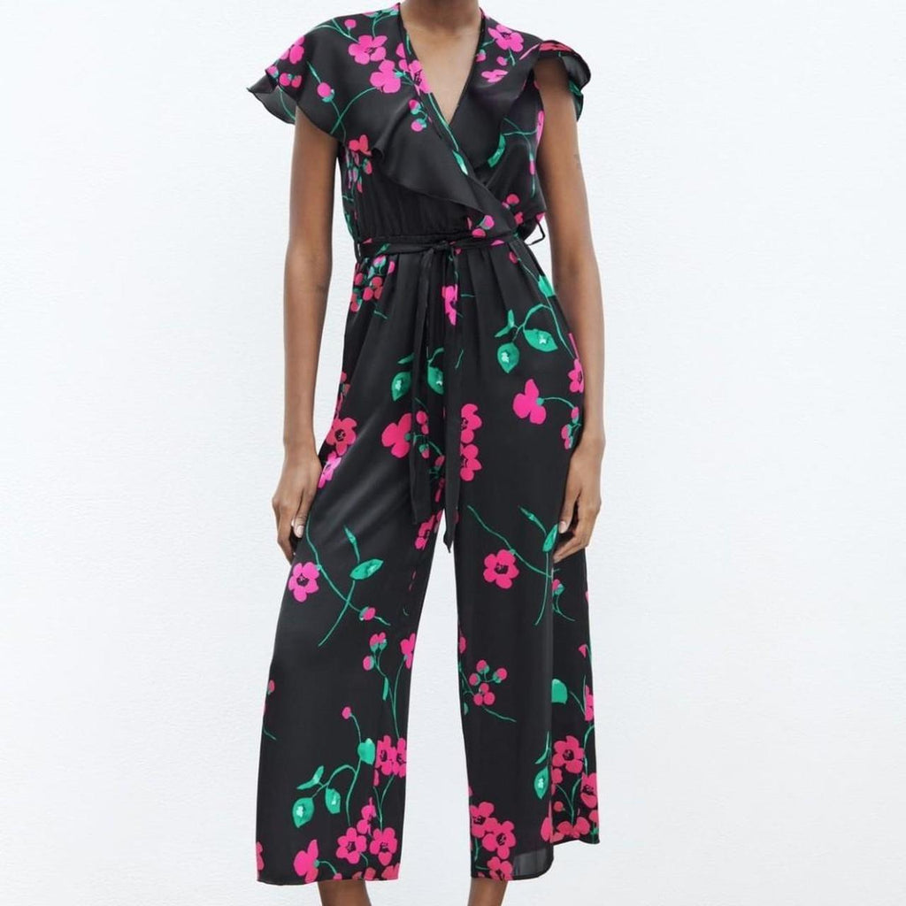Zara Satin Floral Jumpsuit