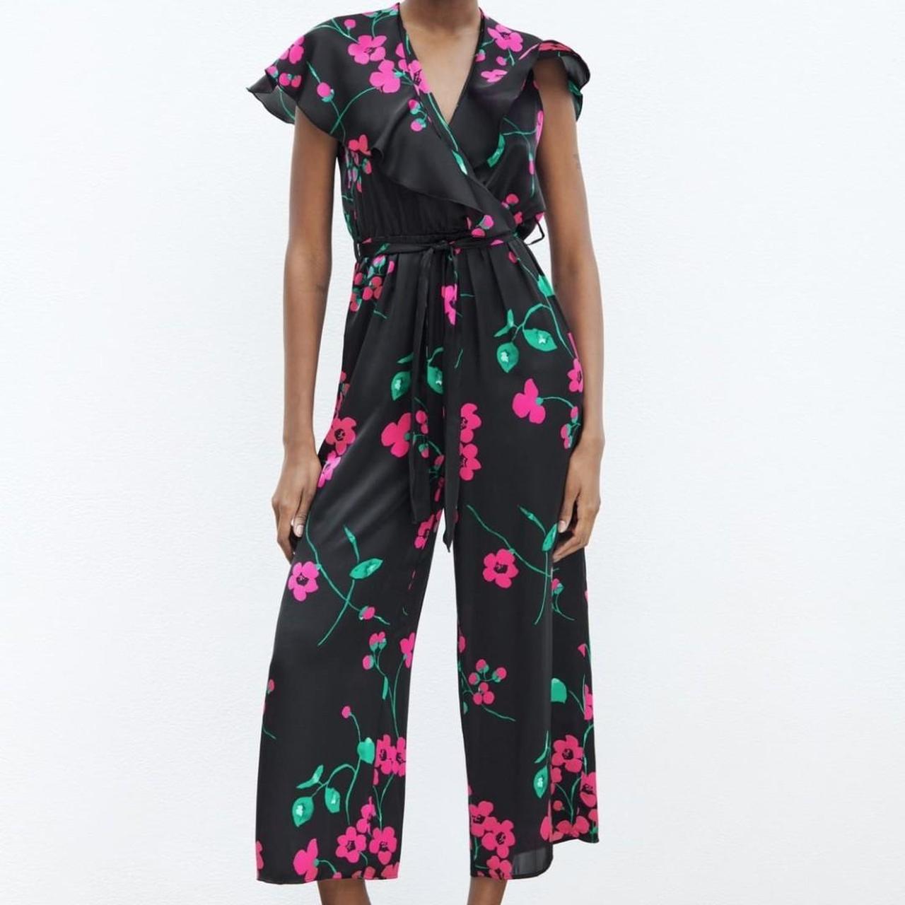 Zara Satin Floral Jumpsuit