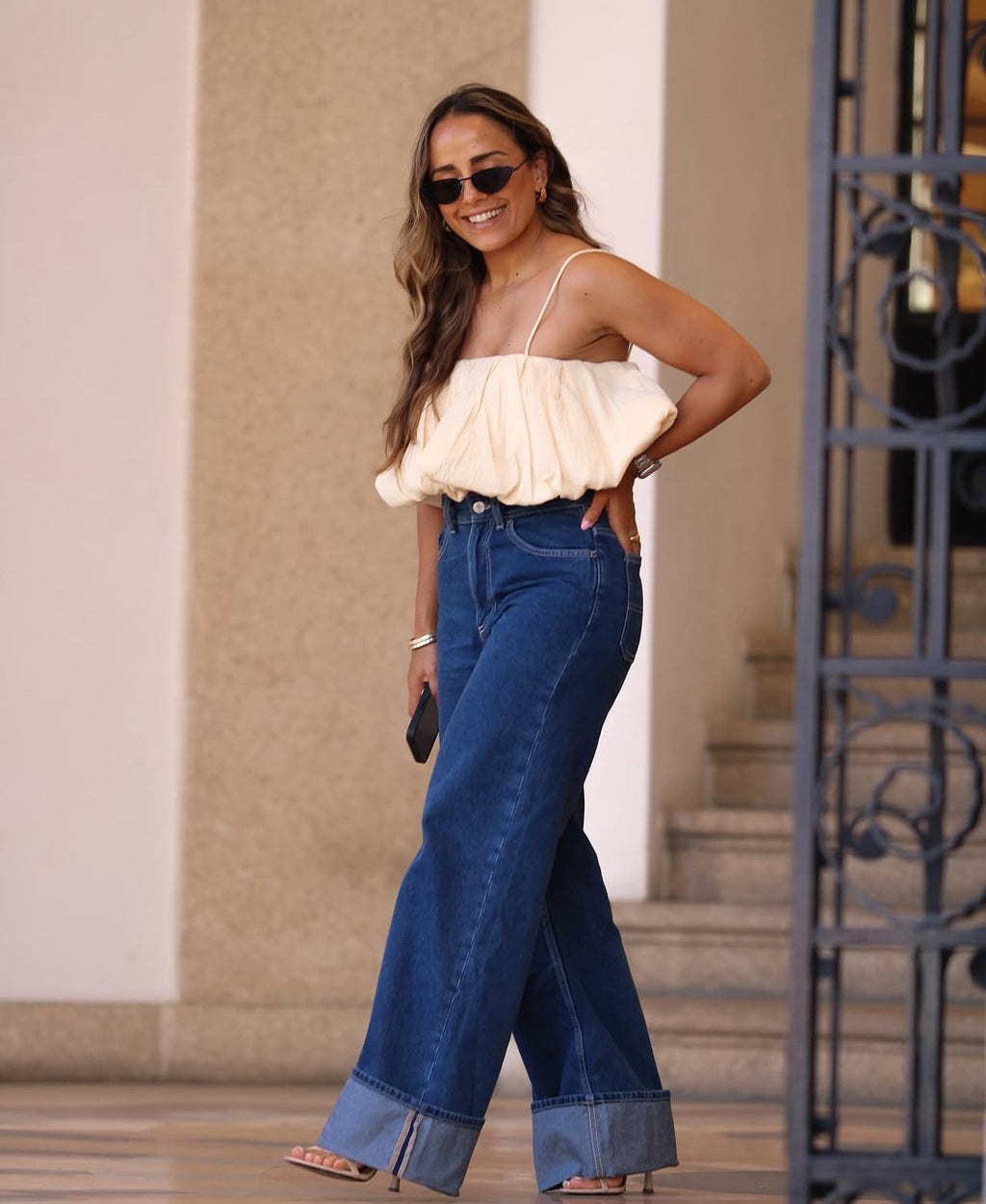 Zara
Bubble hem cropped top