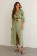 Zara linen belted shirt dress