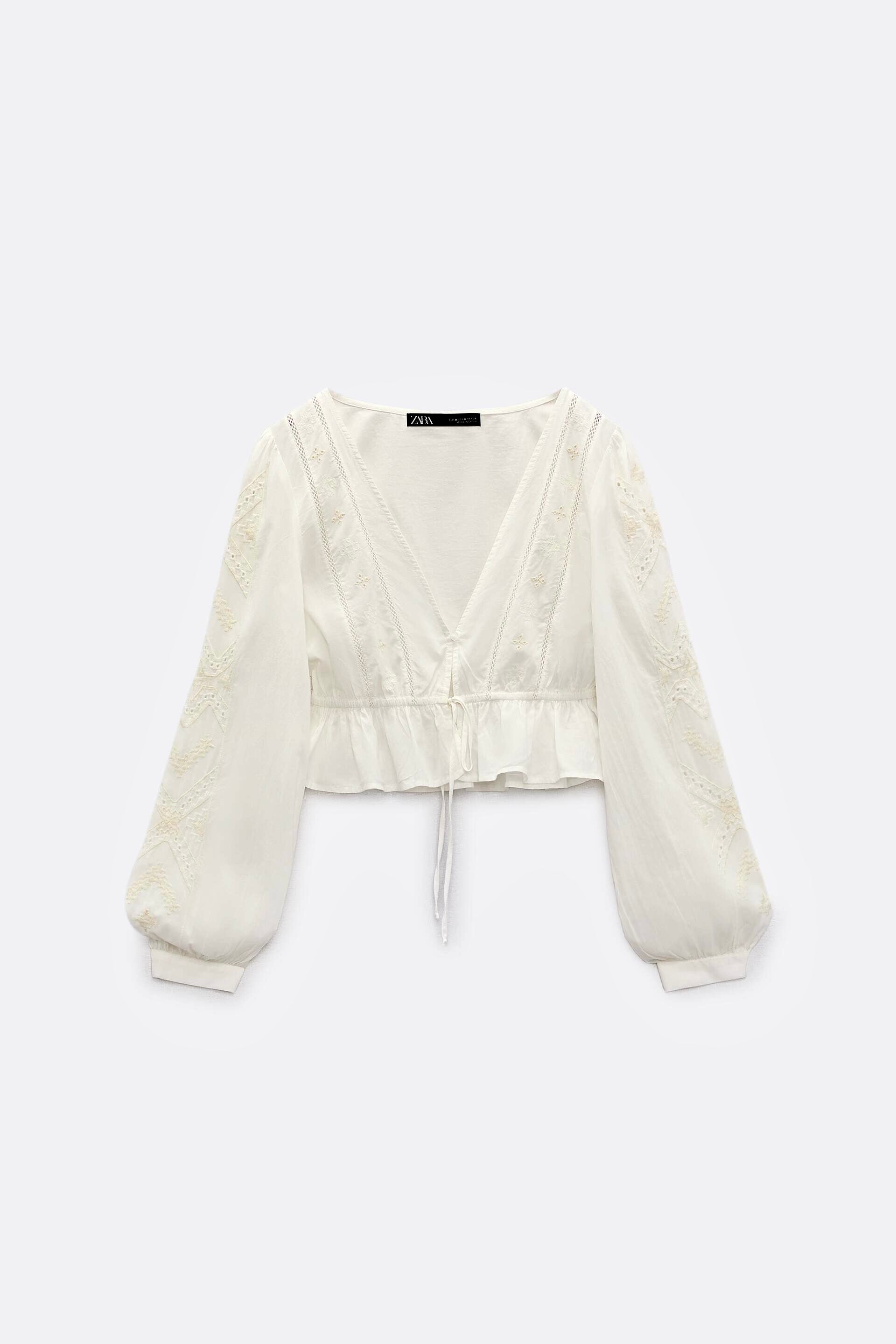 Zara 
Cropped embroidered blouse