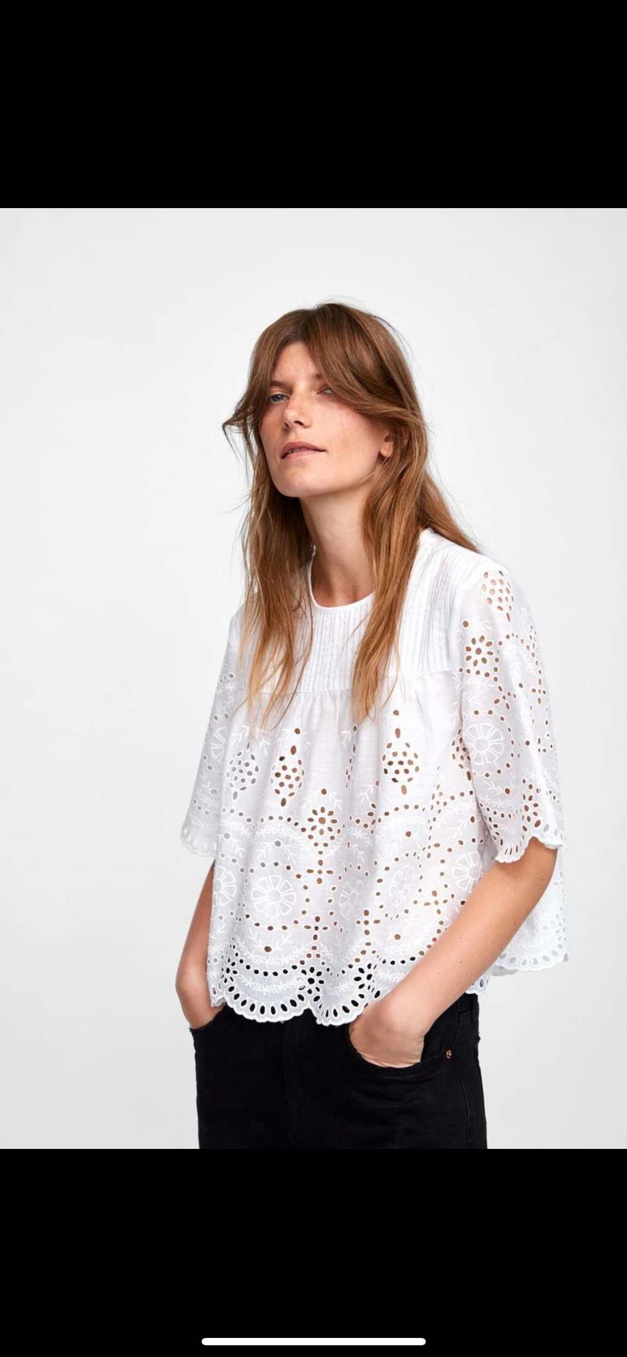 Zara Embroidered scalloped blouse