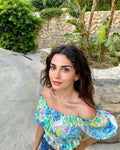 Zara
Off shoulder floral cropped top