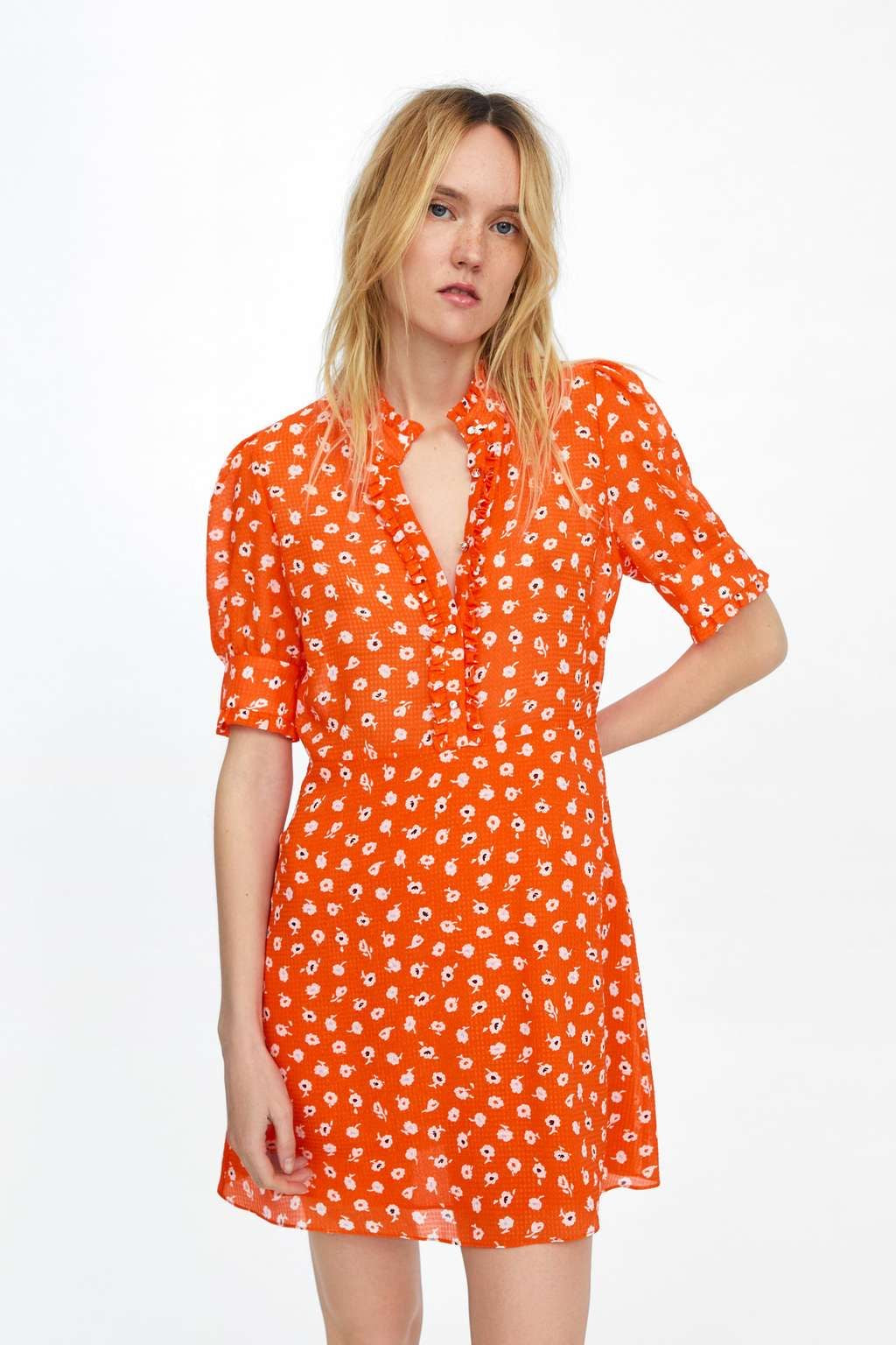 Zara Floral chiffon dress