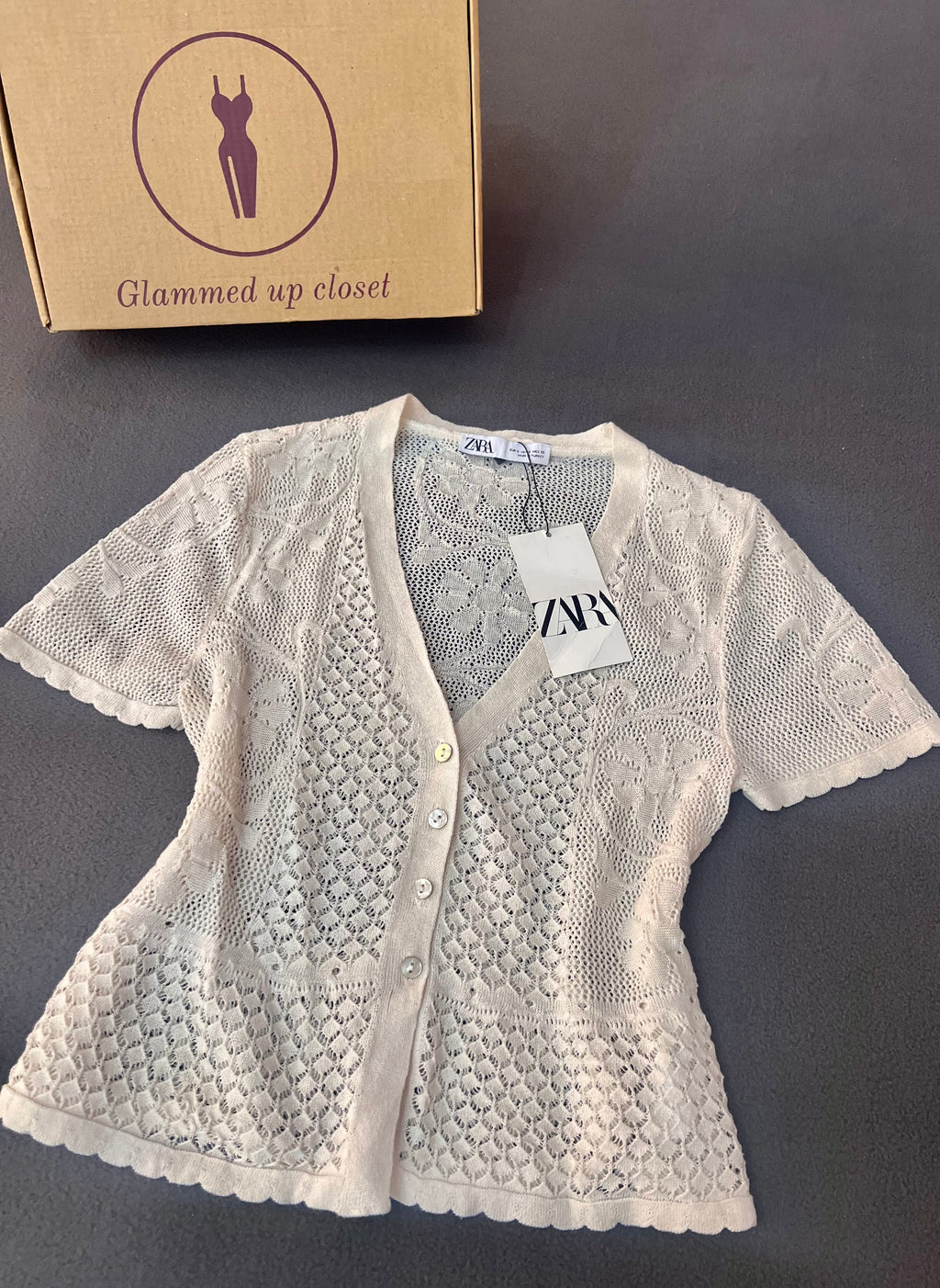 Zara 
Pointelle knit top