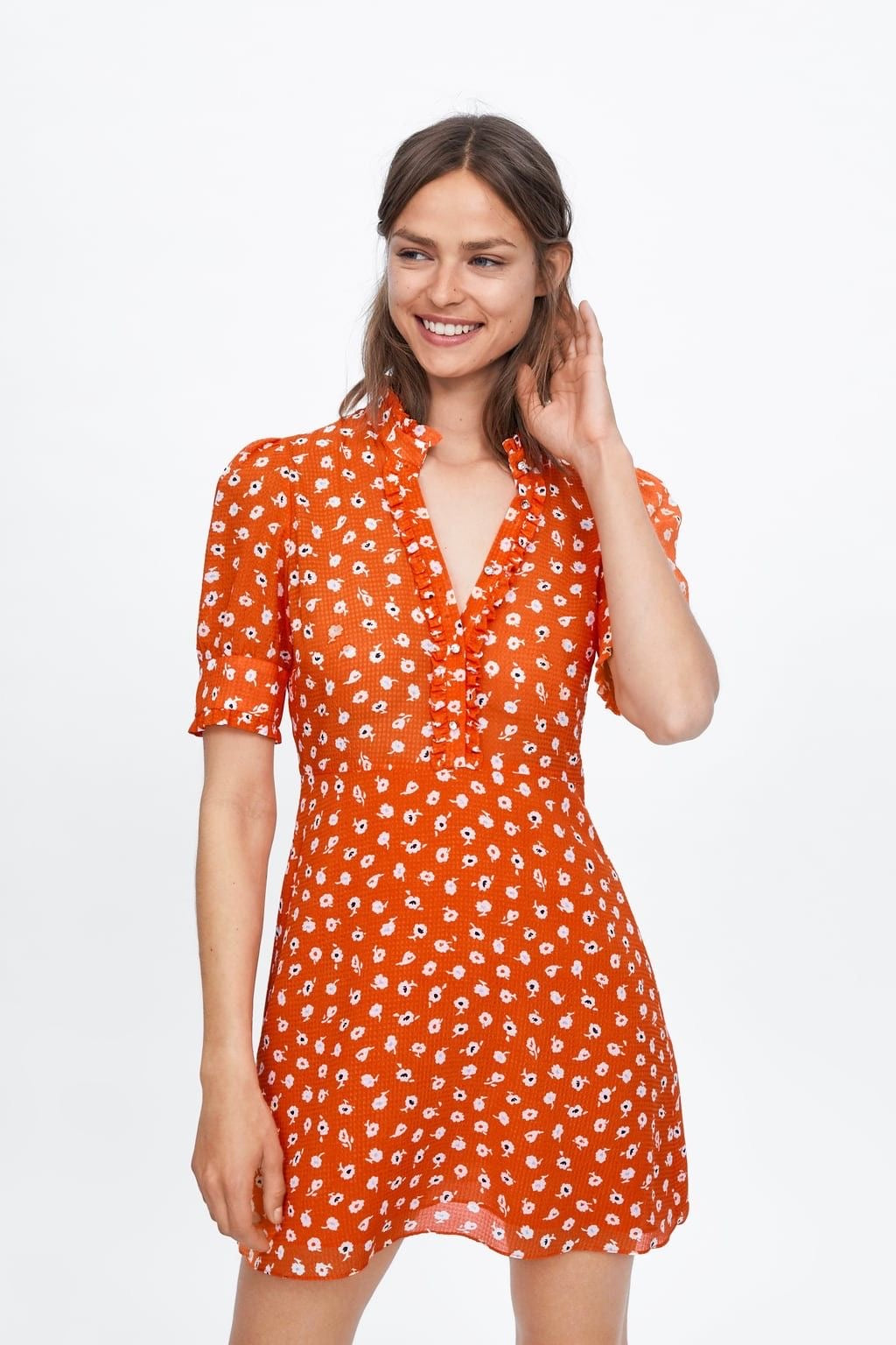 Zara Floral chiffon dress