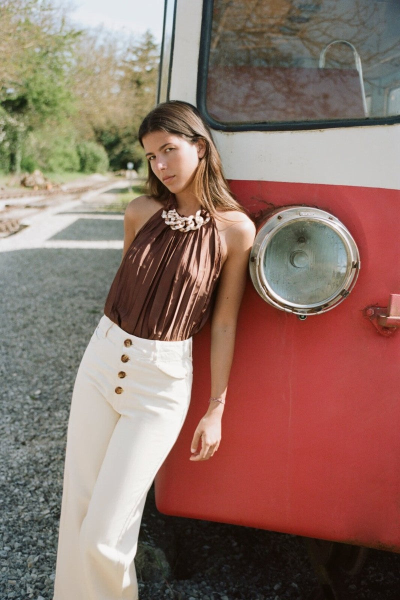 Zara
Pleated Satin Halter Neck Top